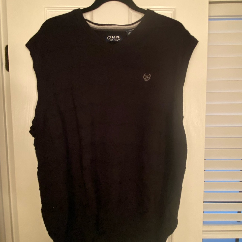 Chaps Black V-Neck Sleeveless Sweater Top Size XXL